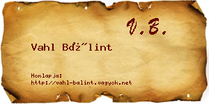 Vahl Bálint névjegykártya