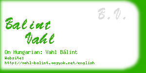 balint vahl business card